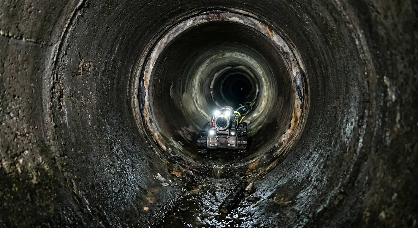 Robotic sewer camera inspecting pipe interior for Sewer Line Repair in Waterford