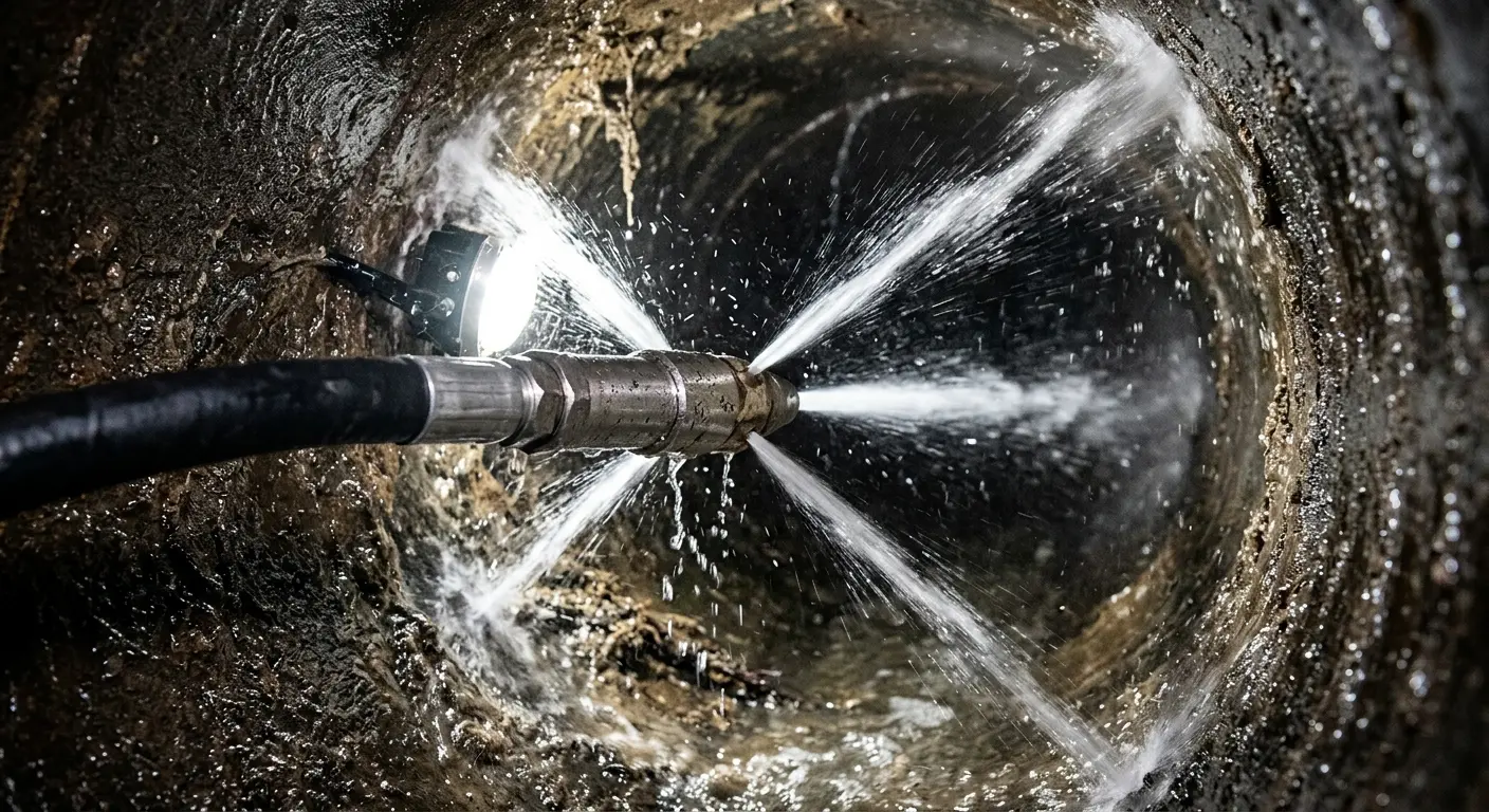 High-pressure hydro jetting nozzle cleaning sewer pipe for Trenchless Sewer Repair in Waterford